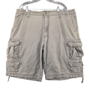 Iron Mens Cargo Shorts Gray Size 38 Cotton Pockets Belt Loops